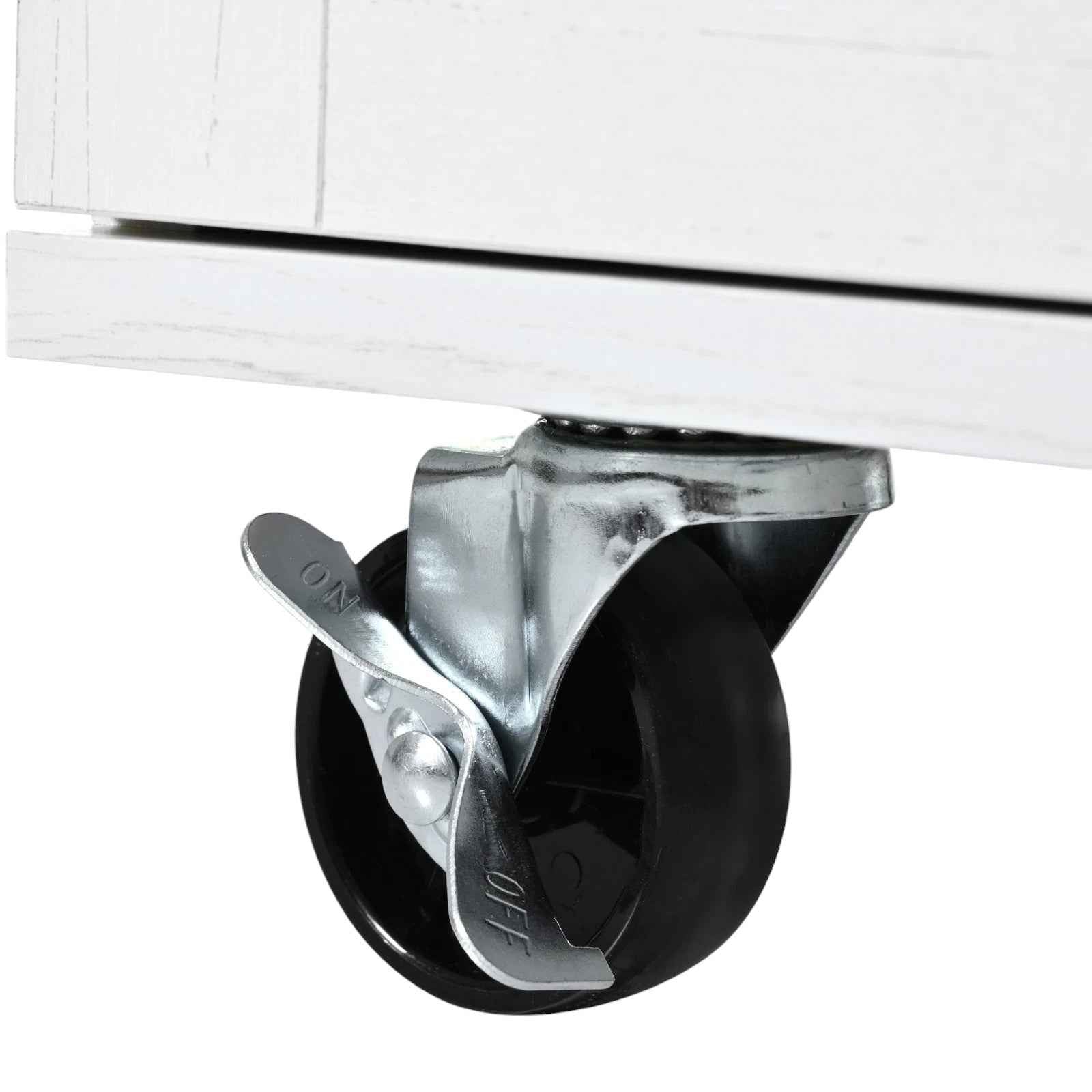 55" White Wood Rolling Kitchen Island