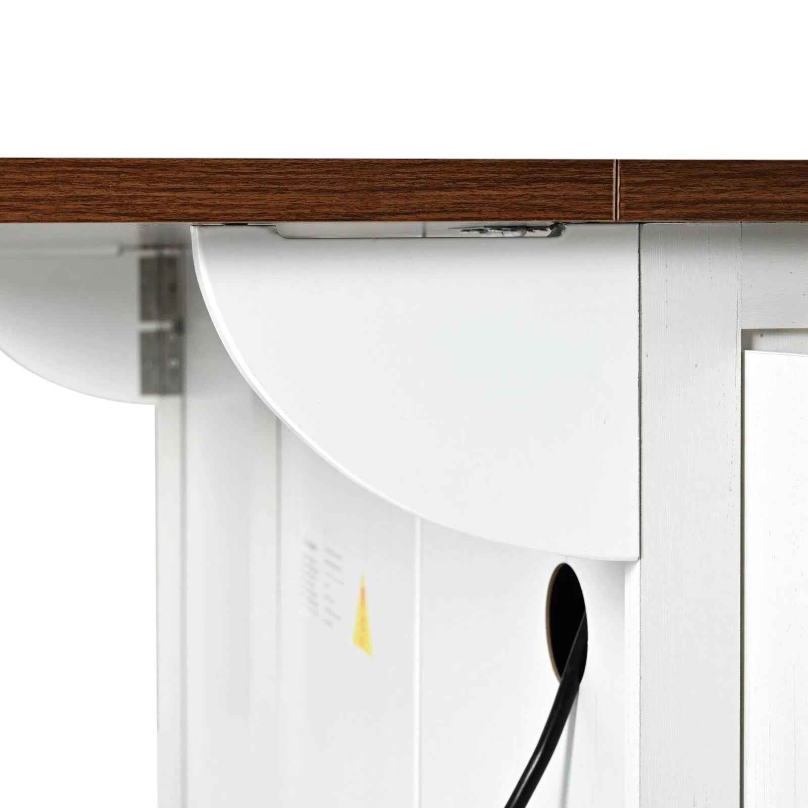 55" White Wood Rolling Kitchen Island