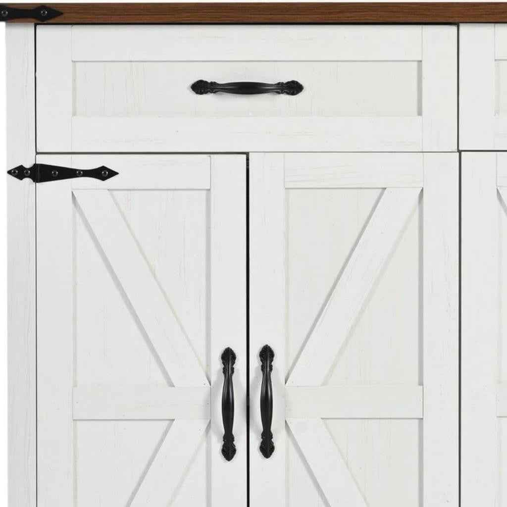 54" White Wood Rolling Kitchen Island