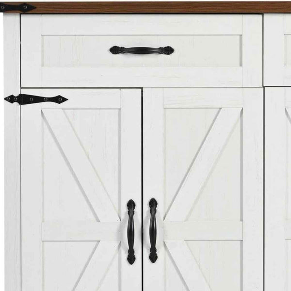 54" White Wood Rolling Kitchen Island