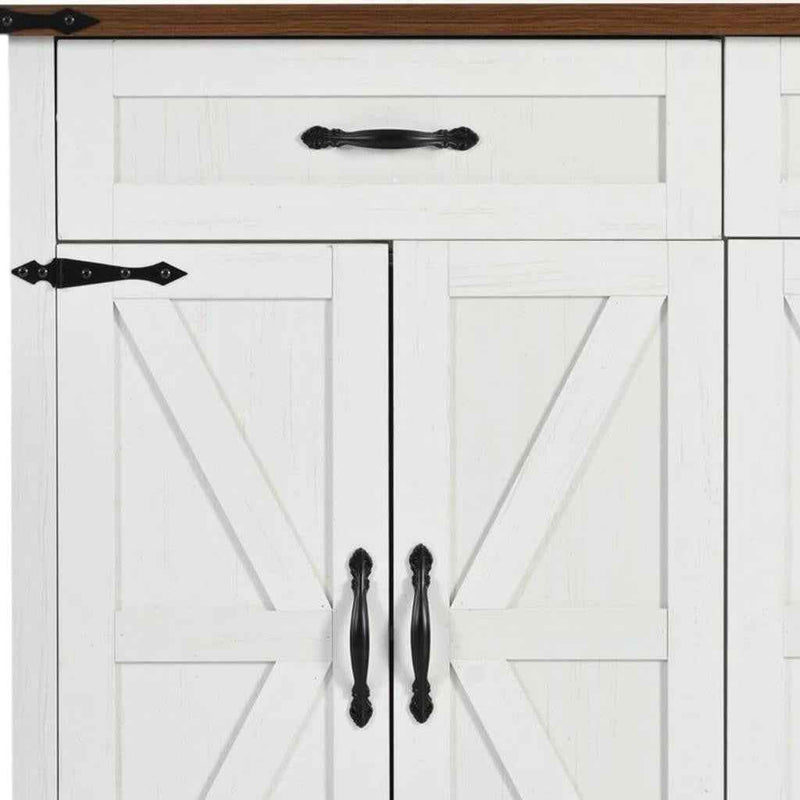 54" White Wood Rolling Kitchen Island
