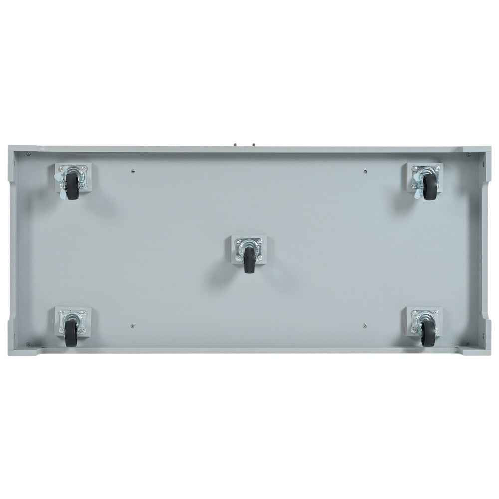 49" Light Blue Wood Rolling Kitchen Island With Storage