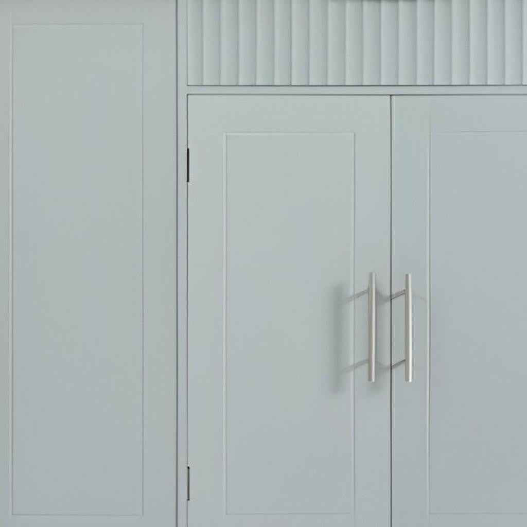 49" Light Blue Wood Rolling Kitchen Island With Storage