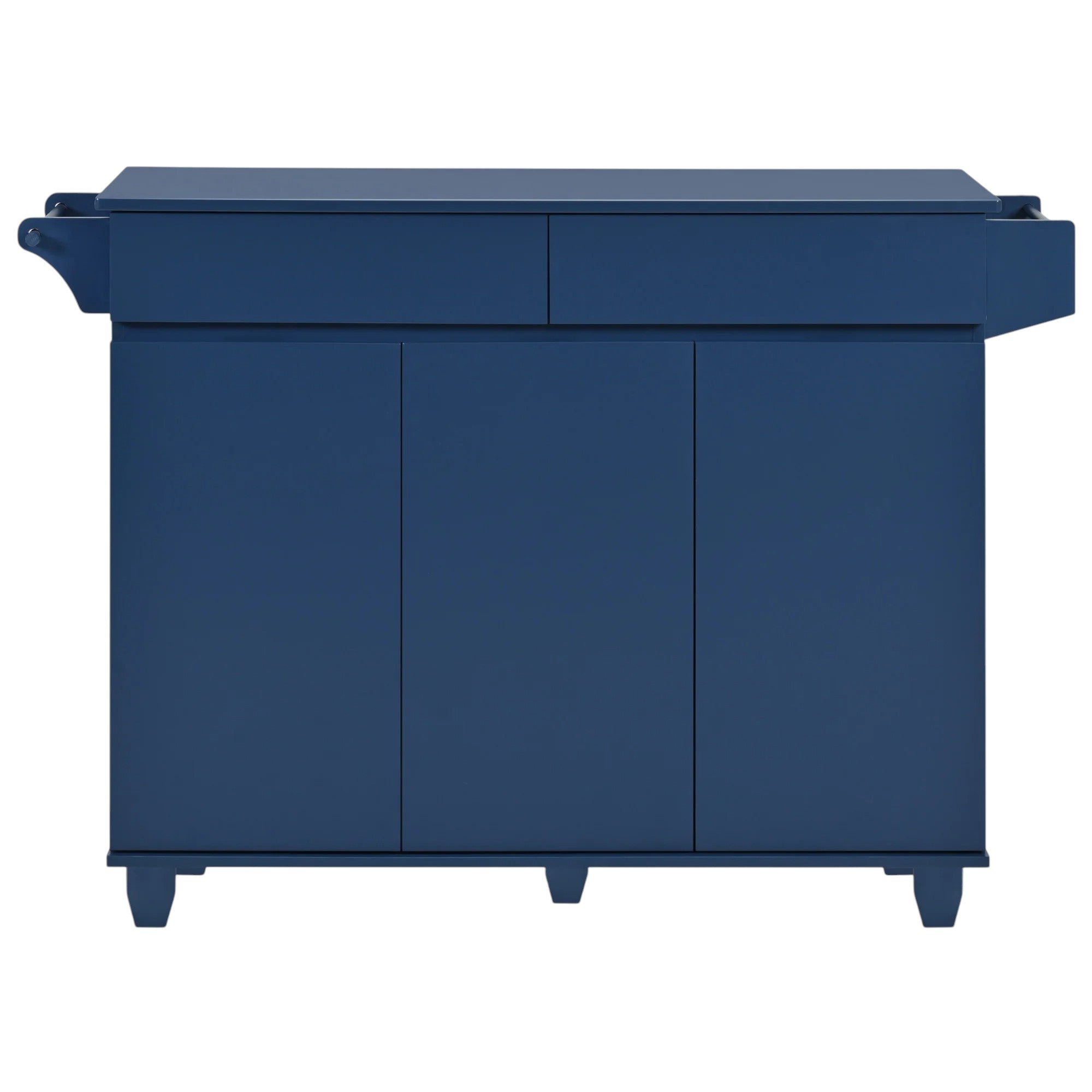 53" Navy Blue Wood Rolling Kitchen Island - GreatEagleInc
