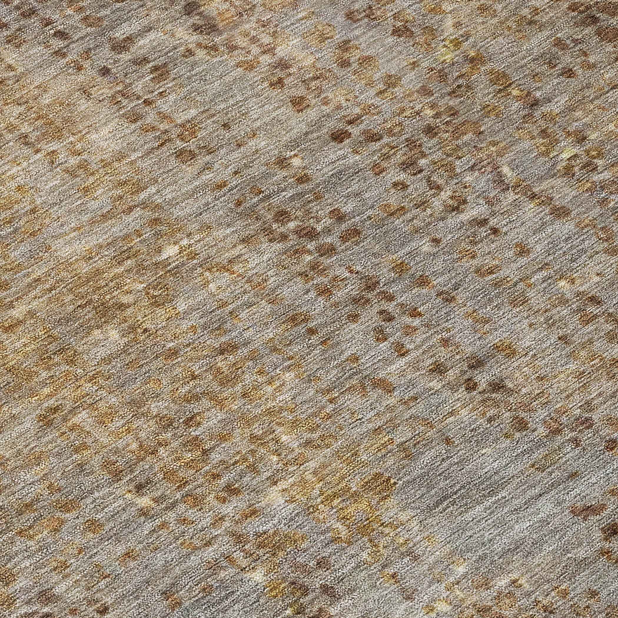 9' X 12' Brown And Ivory Abstract Washable Indoor Outdoor Area Rug