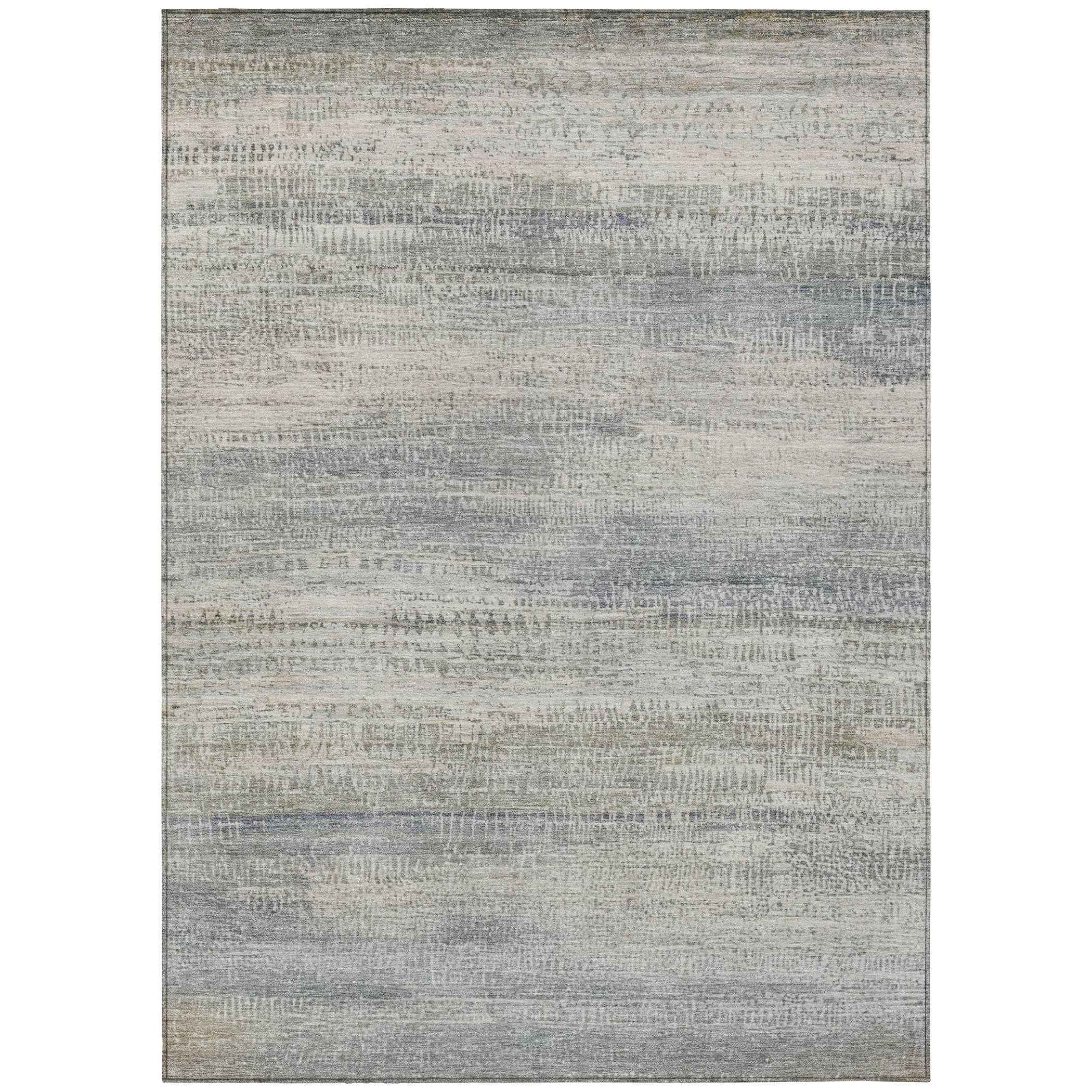 3' X 5' Linen And Beige Abstract Washable Indoor Outdoor Area Rug