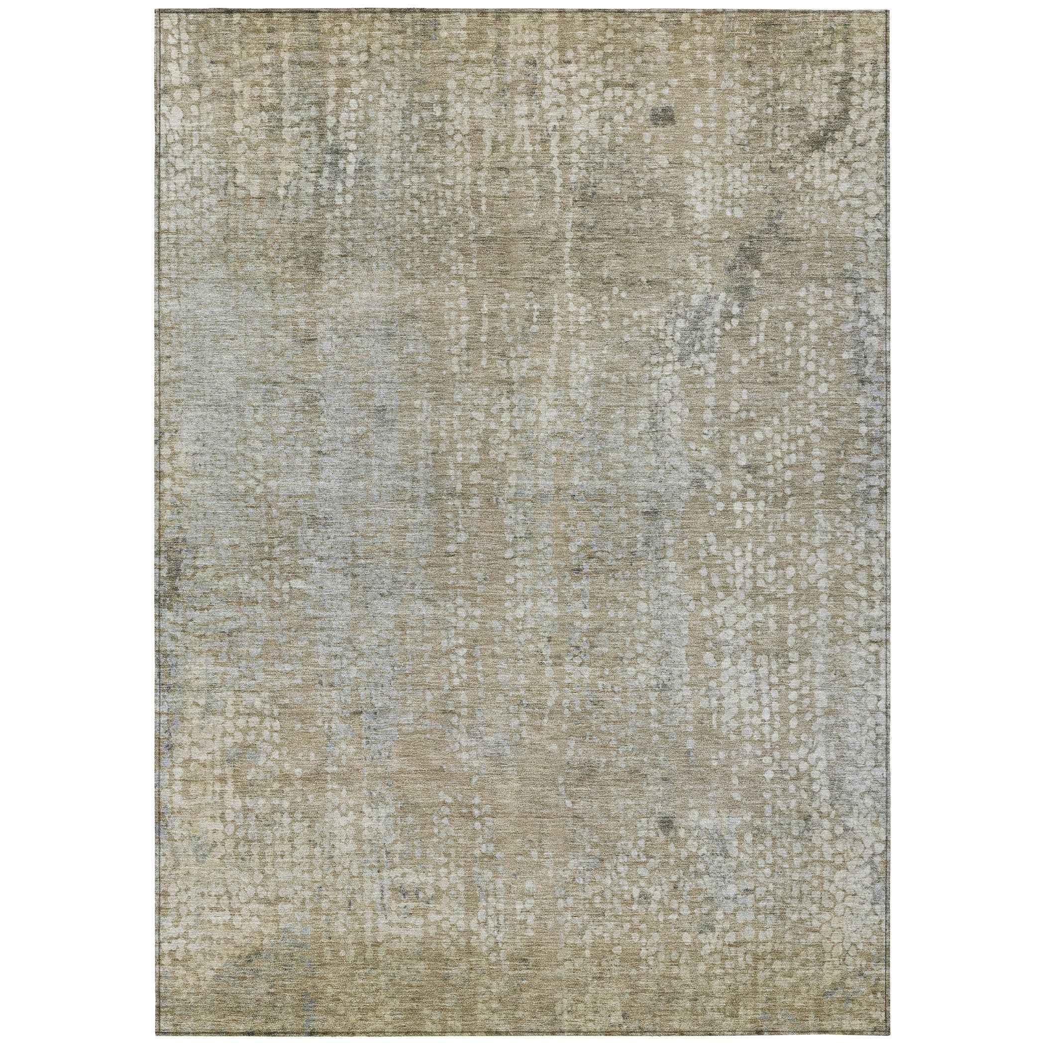8' X 10' Beige And Ivory Abstract Washable Indoor Outdoor Area Rug