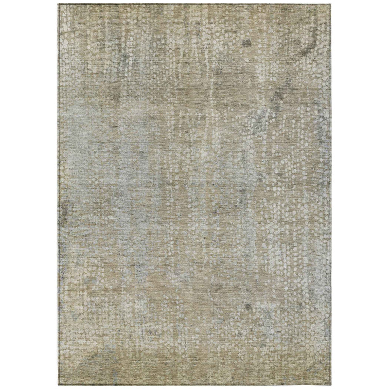 8' X 10' Beige And Ivory Abstract Washable Indoor Outdoor Area Rug