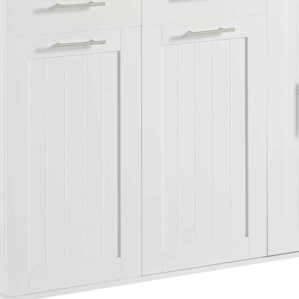 46" White Wood Rolling Kitchen Island With Storage