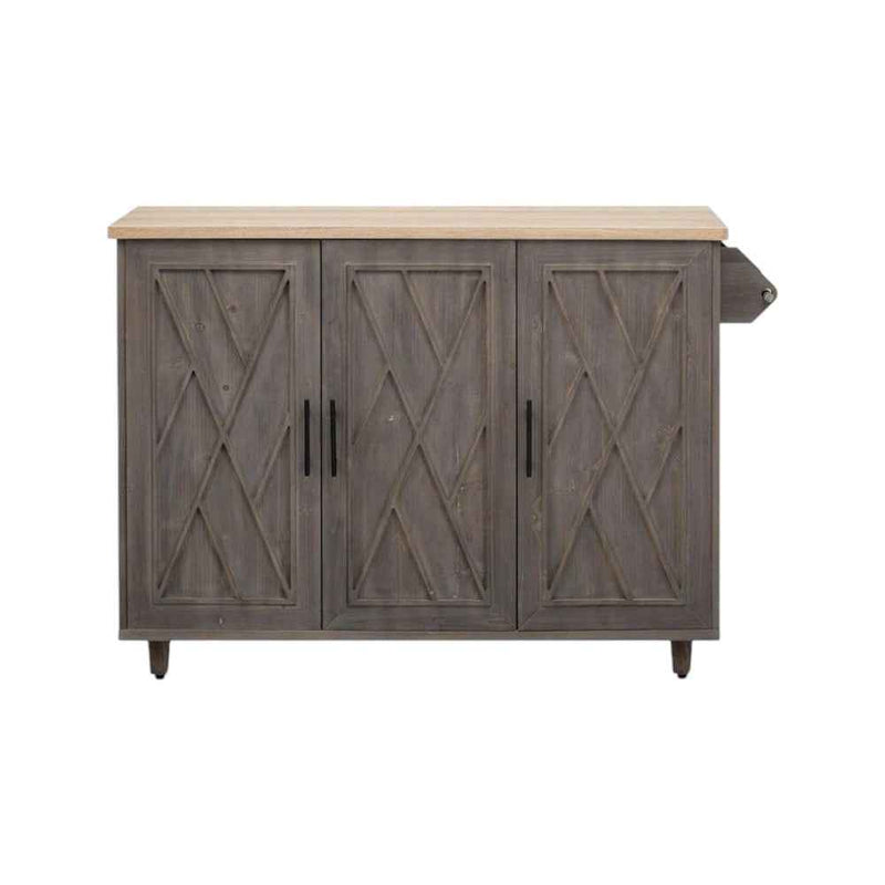 51" Brown Wood Rolling Kitchen Island