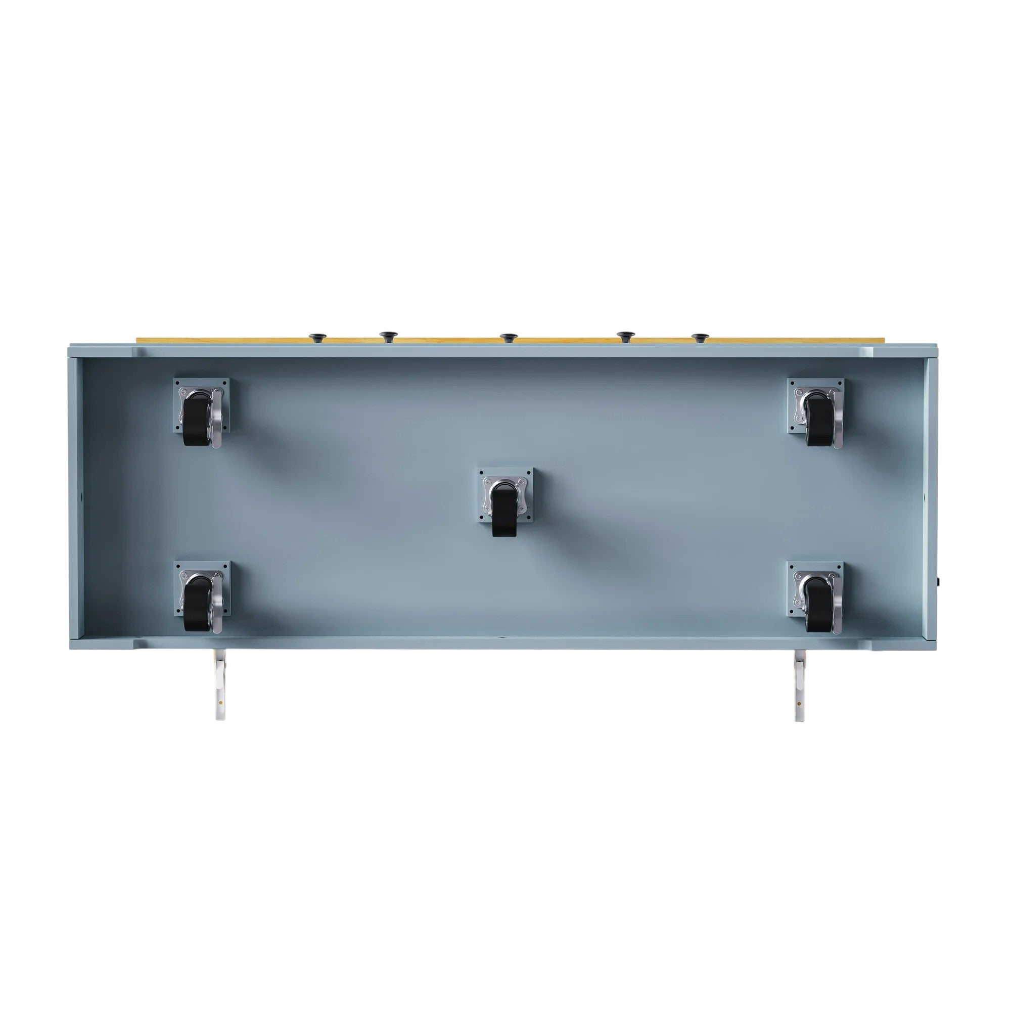 53" Light Blue Wood Rolling Kitchen Island Set With Storage - GreatEagleInc