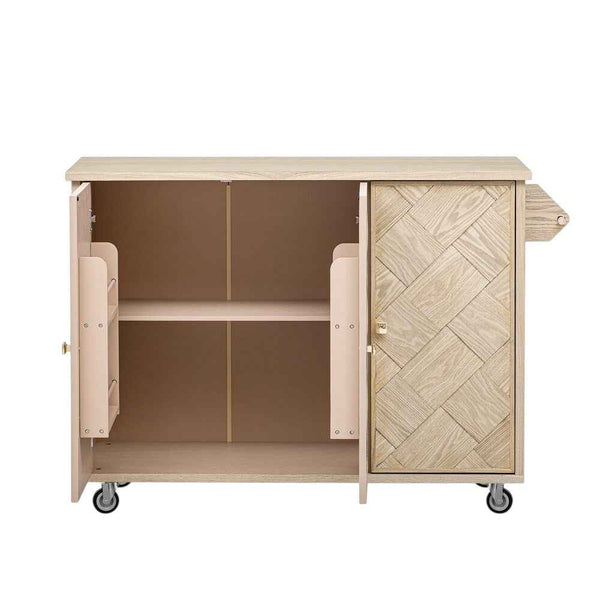 51" Natural Wood Rolling Kitchen Island Default Title