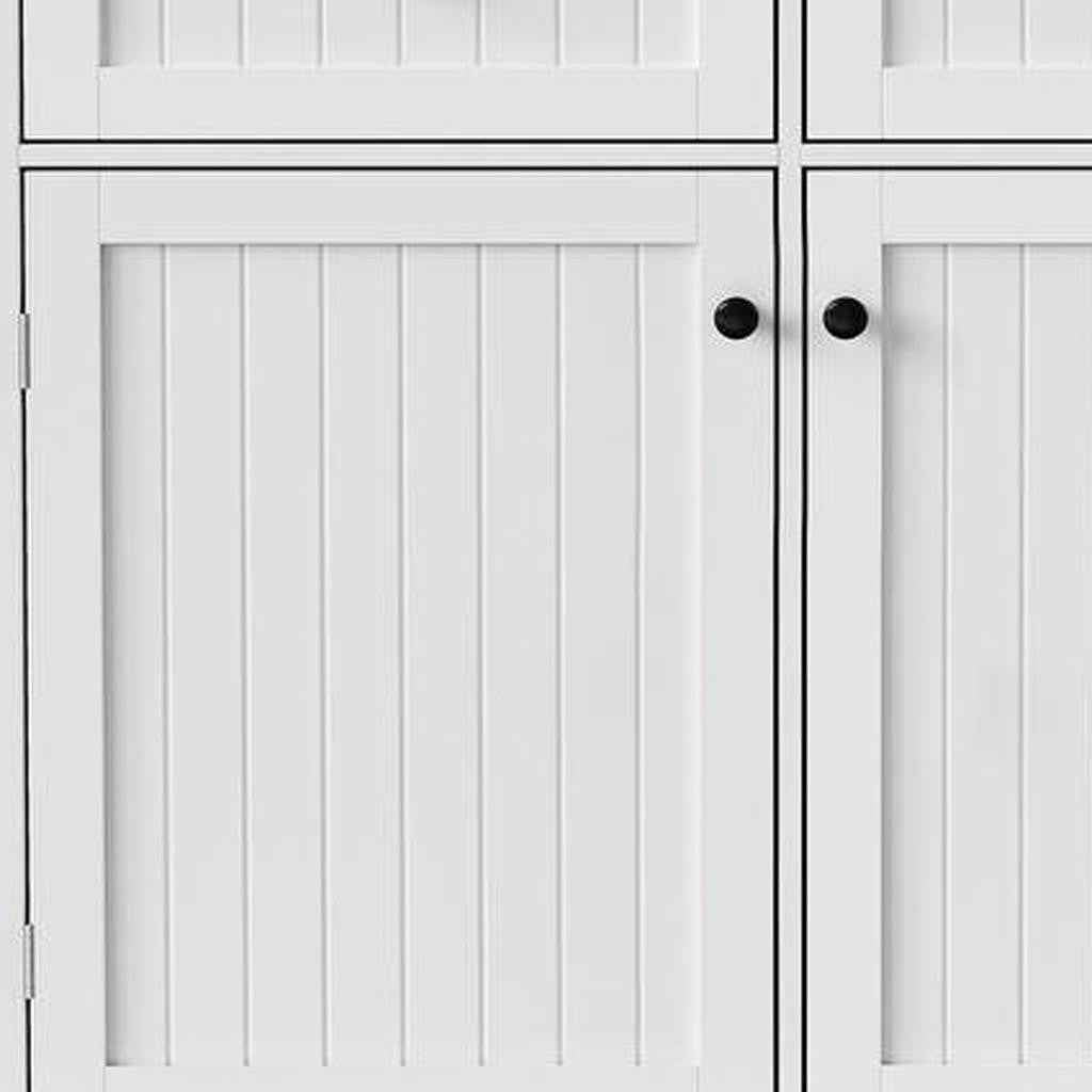 45" White Wood Rolling Kitchen Island Set With Storage