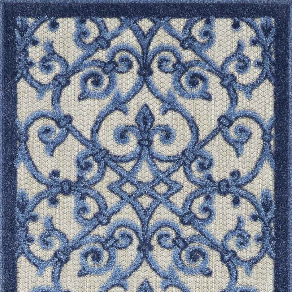 10' Blue And Gray Indoor Outdoor Area Rug