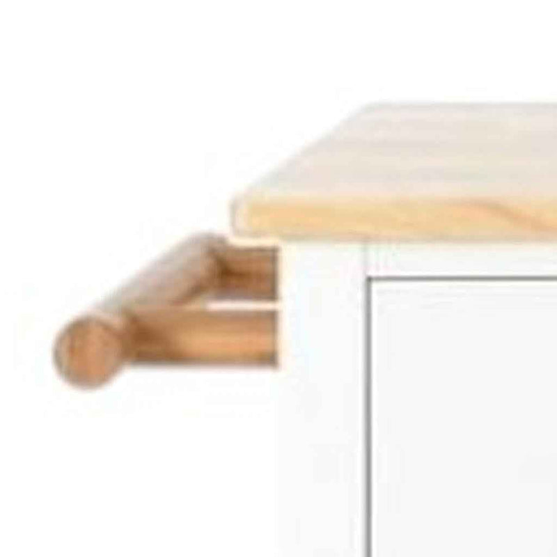 51" White Wood Rolling Kitchen Island