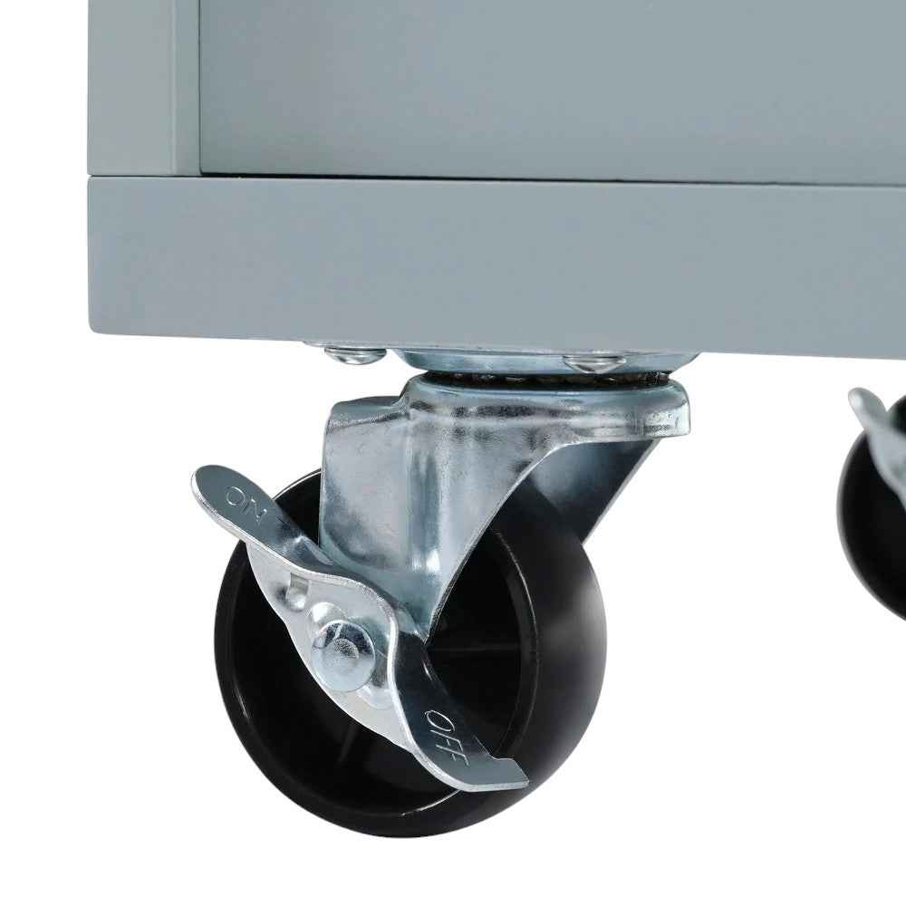 49" Light Blue Wood Rolling Kitchen Island With Storage