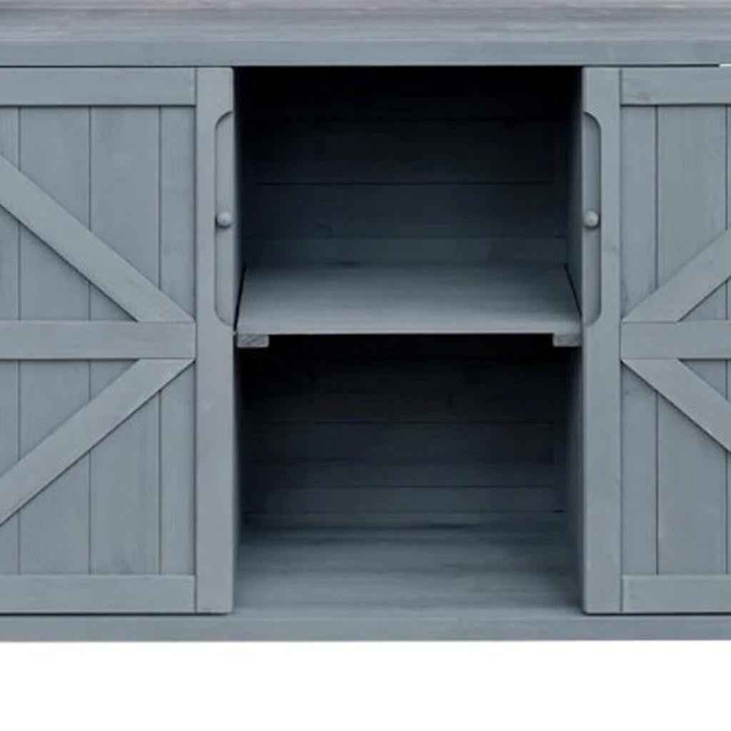 50" Light Blue Wood Rolling Kitchen Island With Storage