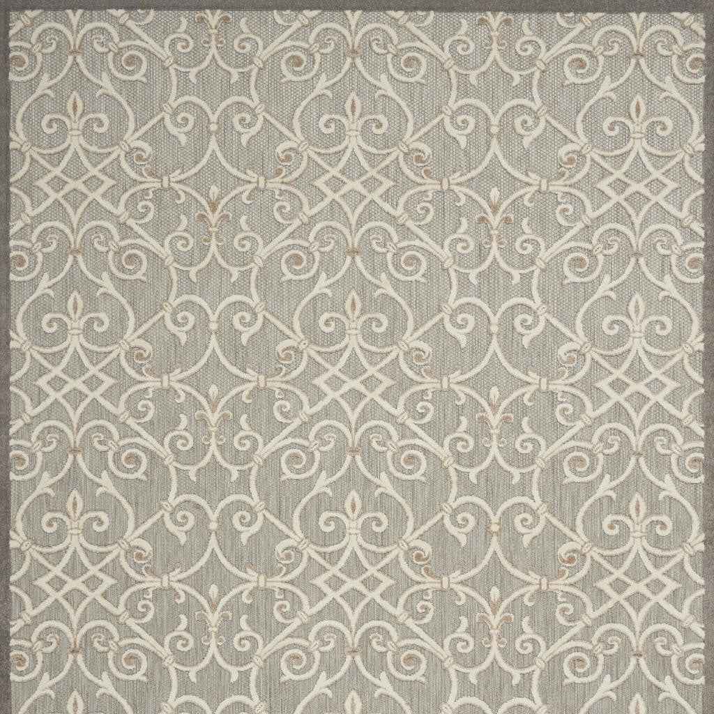 8' X 11' Gray And Ivory Indoor Outdoor Area Rug