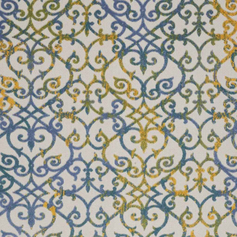 8' X 11' Ivory And Blue Indoor Outdoor Area Rug