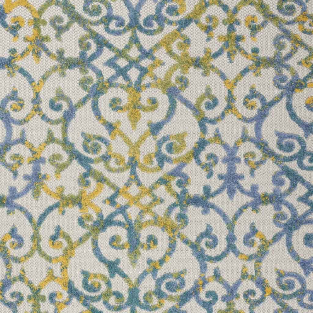 4' X 6' Ivory And Blue Indoor Outdoor Area Rug