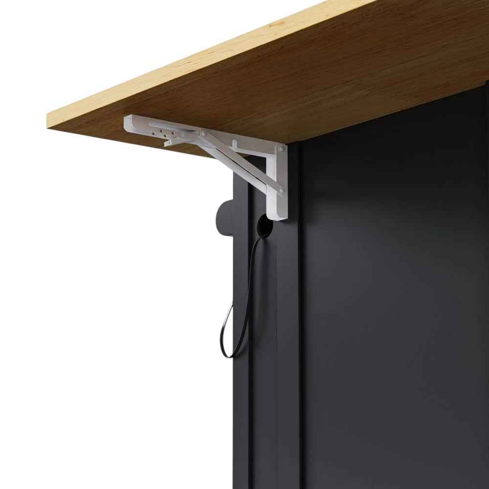 48" Black Wood Rolling Kitchen Island With Storage