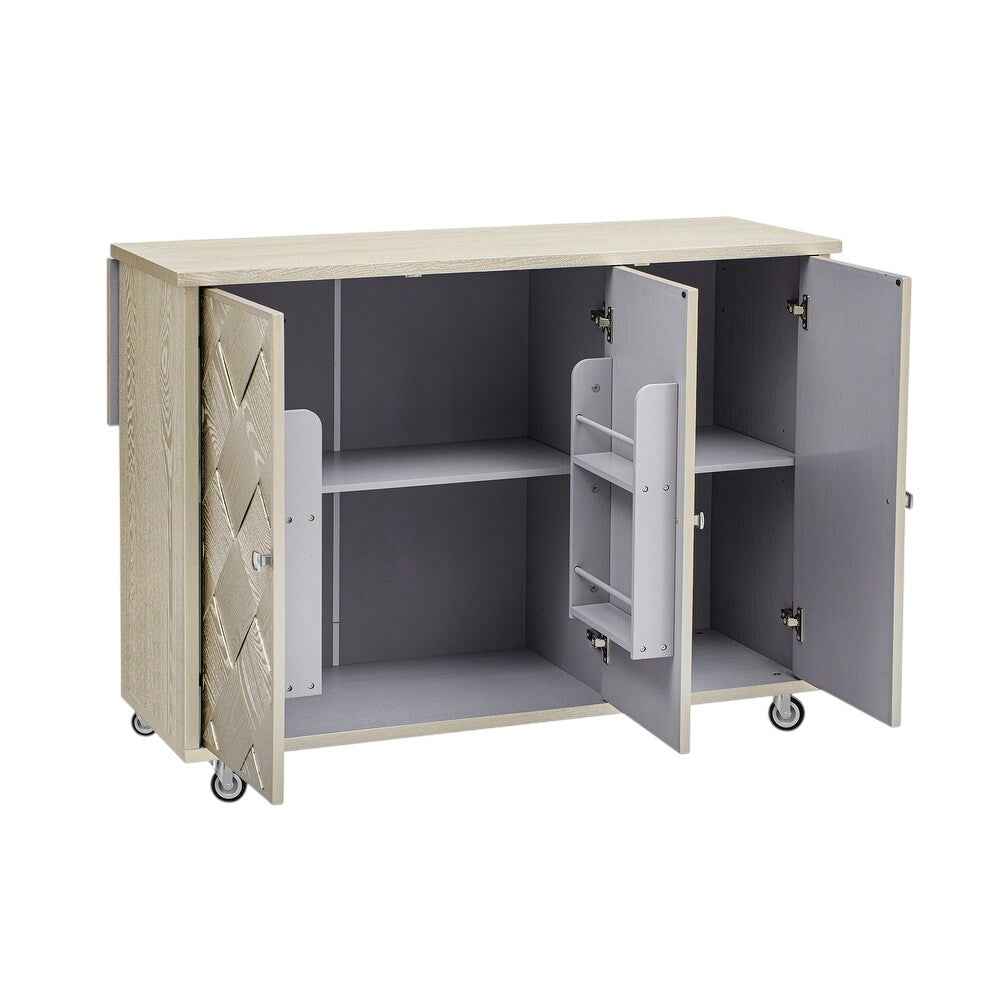 51" Champagne Wood Rolling Kitchen Island