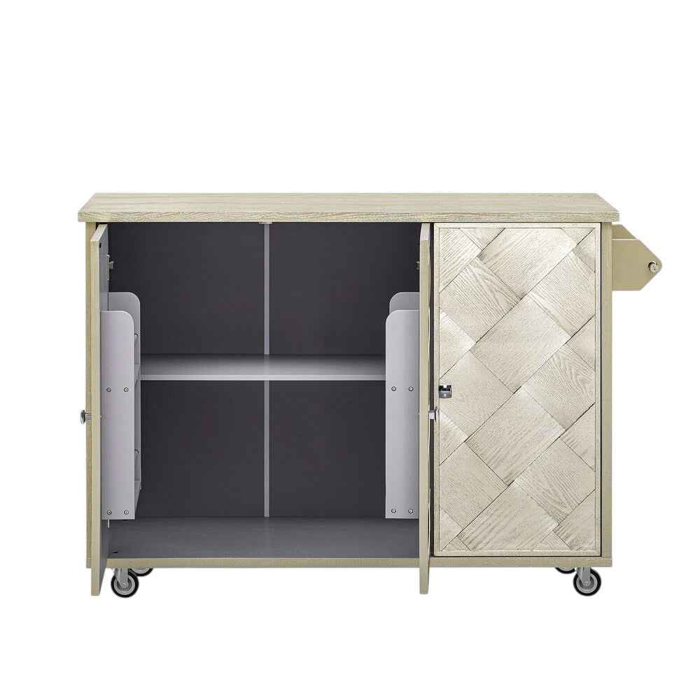 51" Champagne Wood Rolling Kitchen Island