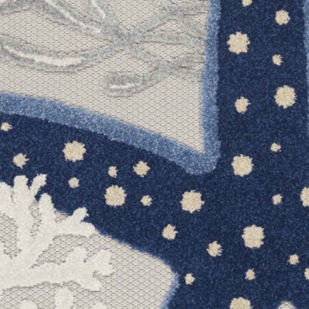 5' X 8' Blue And Gray Indoor Outdoor Area Rug