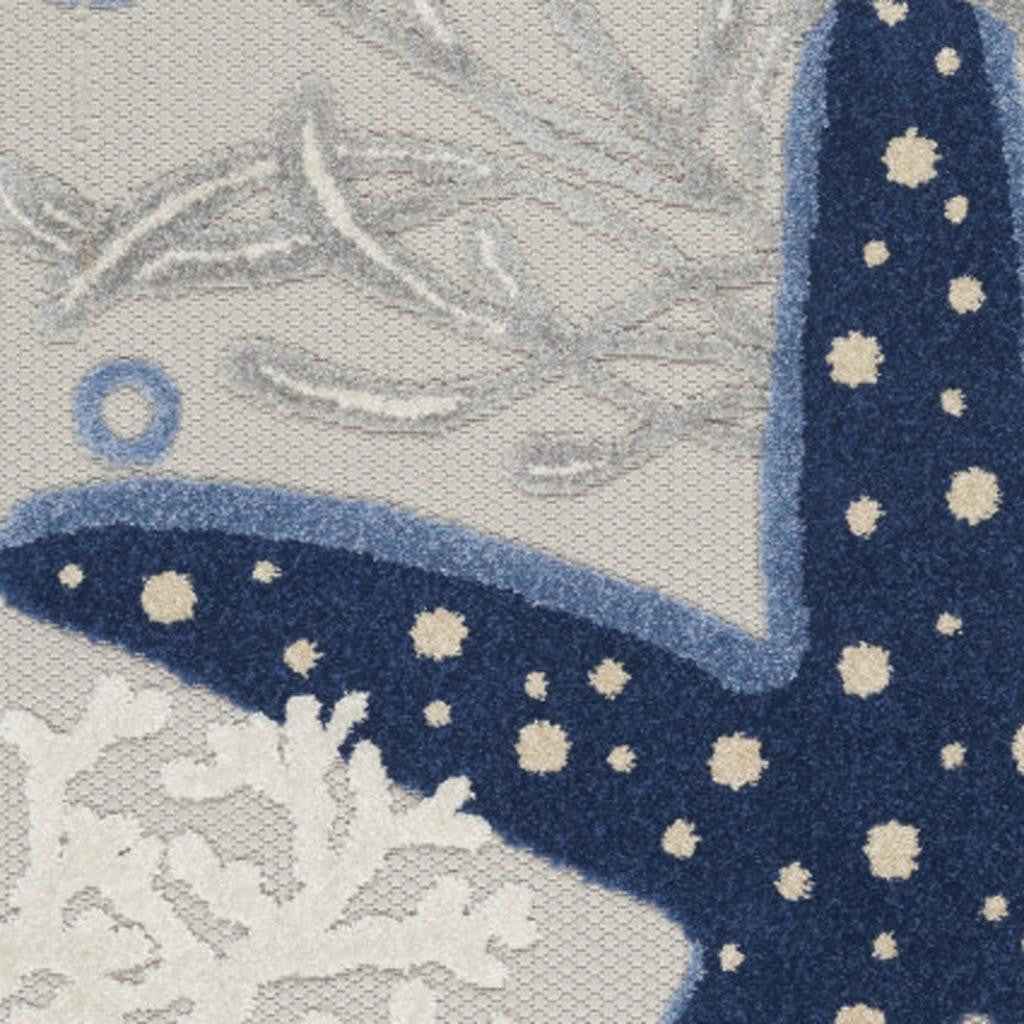 4' X 6' Blue And Gray Indoor Outdoor Area Rug