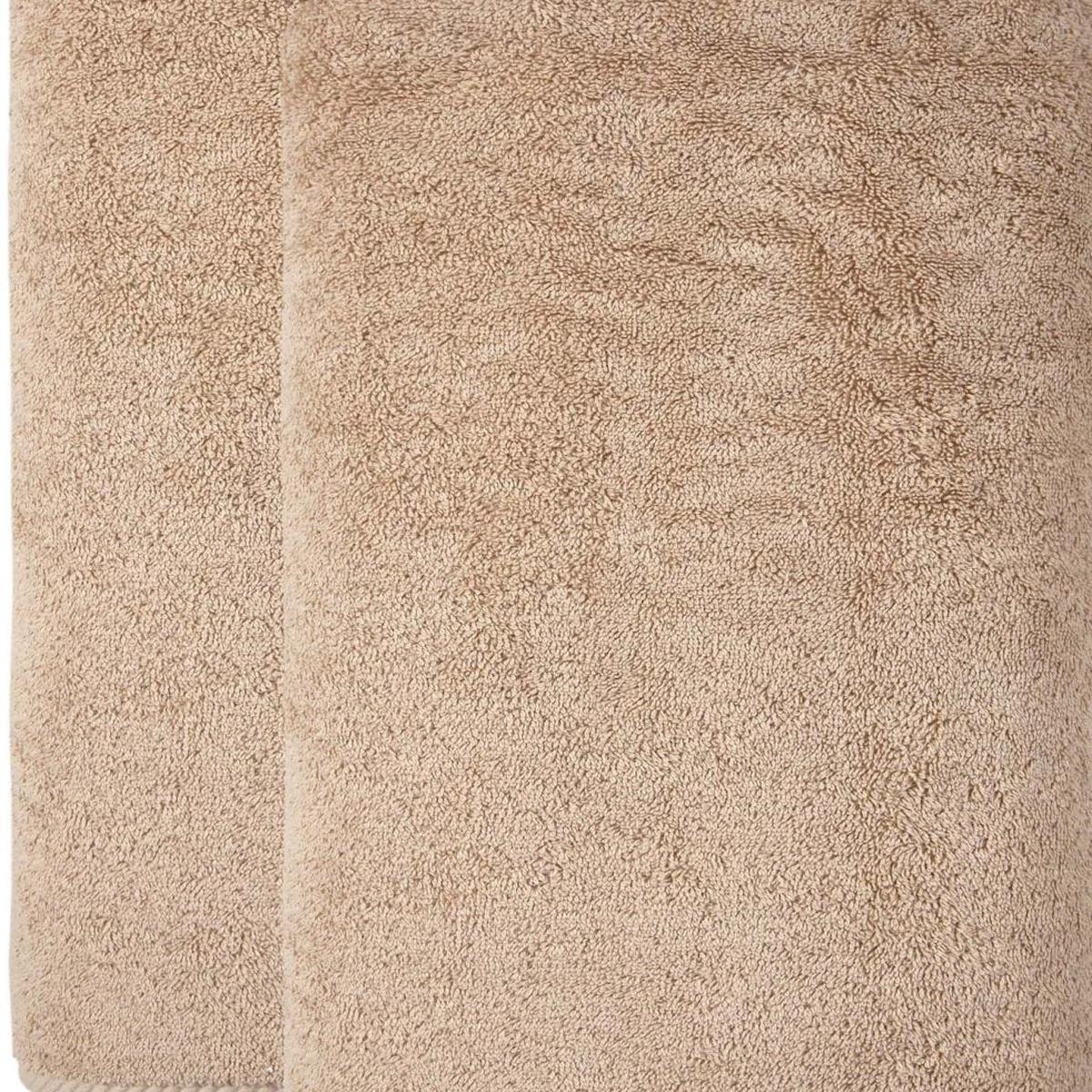 Beige Turkish cotton bath towel texture close-up, set of two, 40 x 70 in