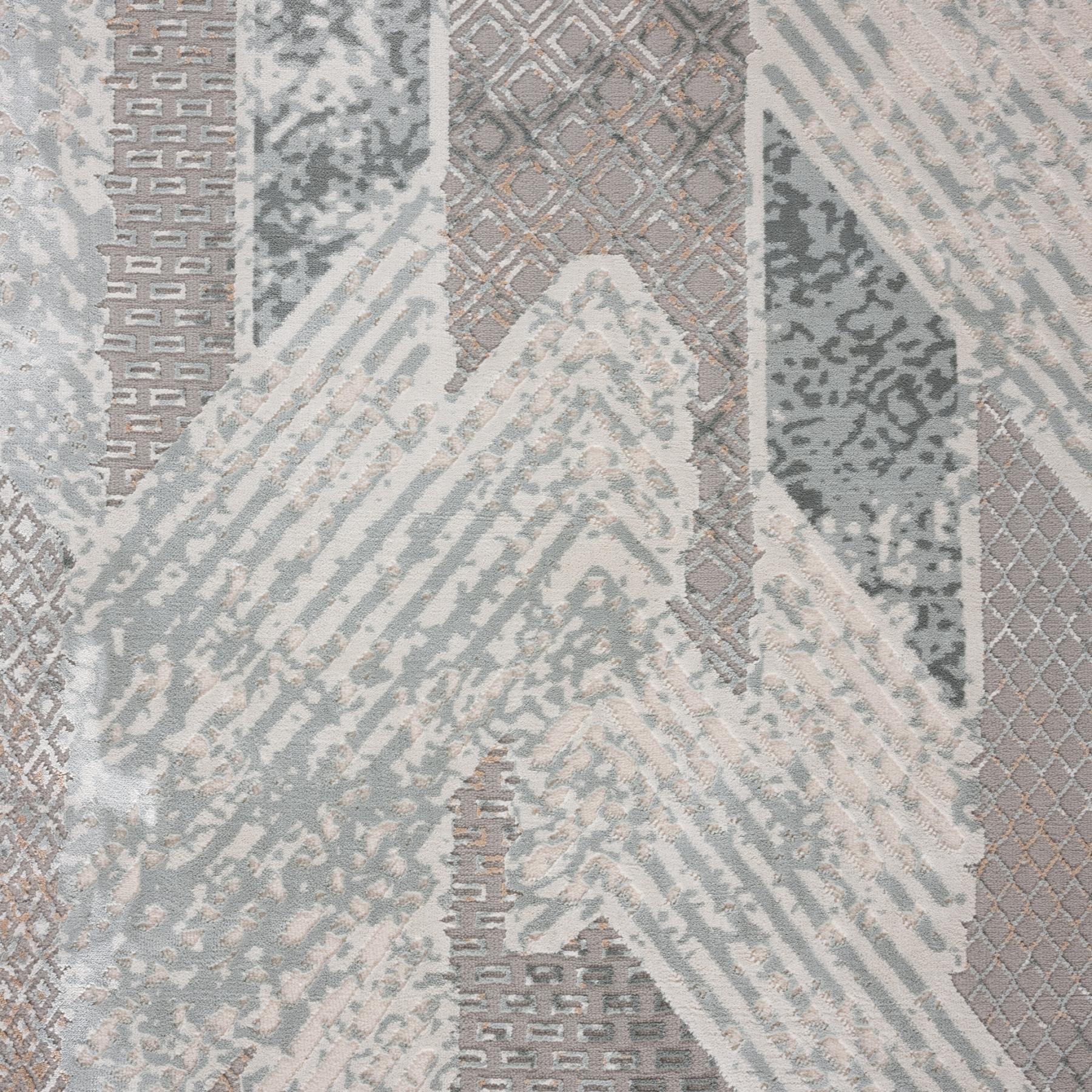 2' X 3' Gray Blue And Cream Geometric Distressed Stain Resistant Area Rug - Home & Garden