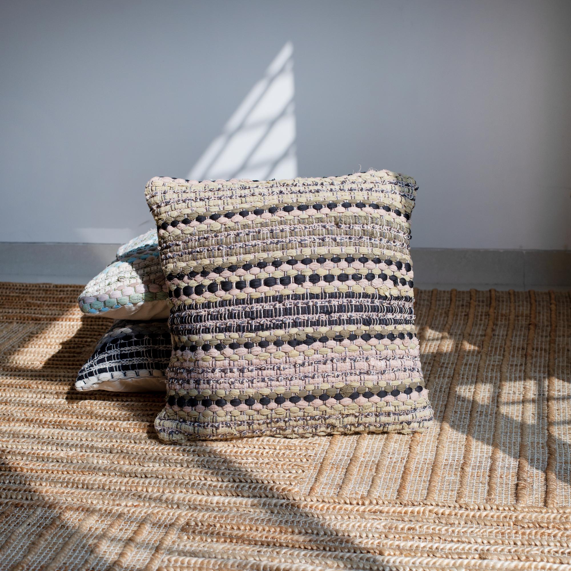 18" Beige And Brown Beach Striped Cotton Blend Throw Pillow Cover - Home & Garden