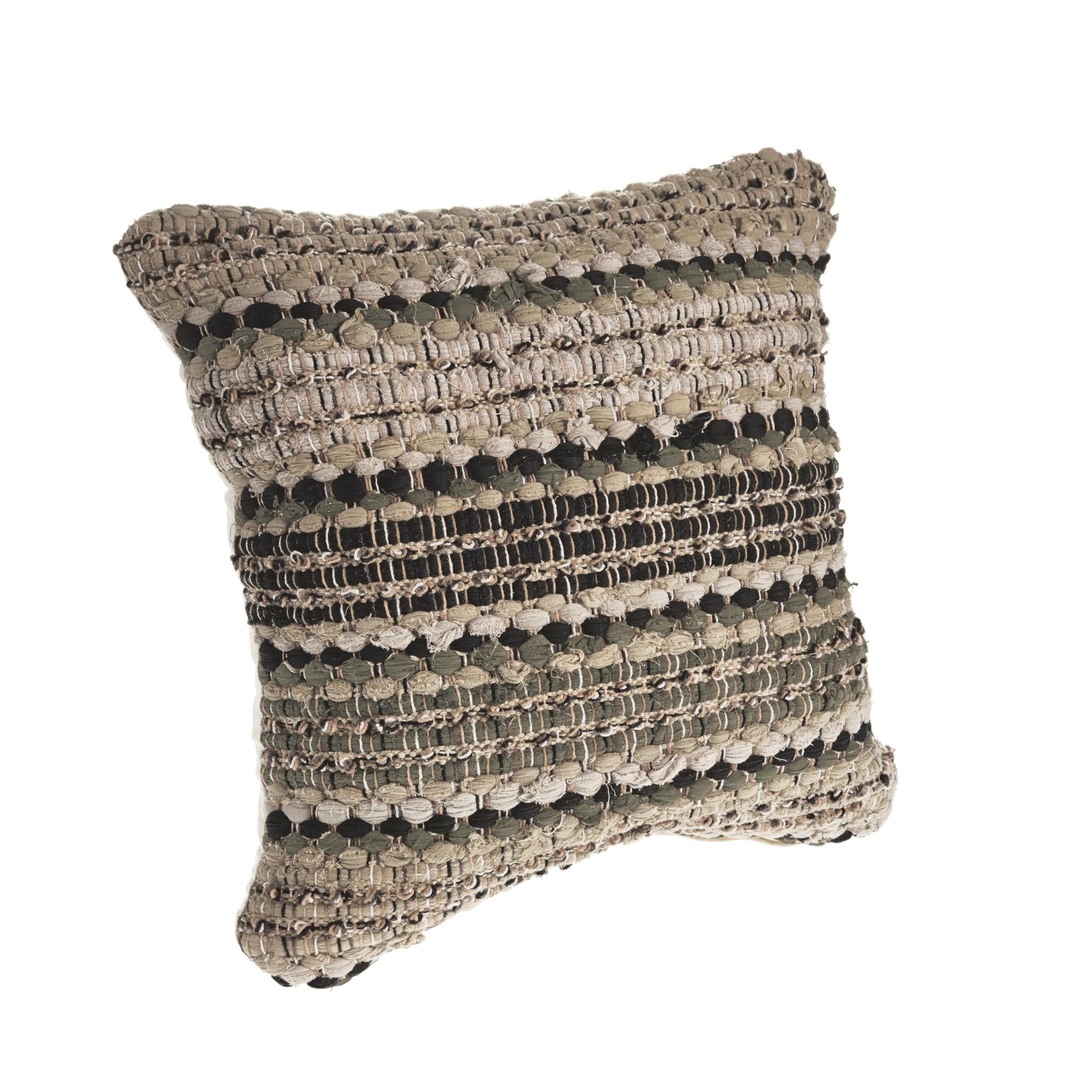 18" Beige And Brown Beach Striped Cotton Blend Throw Pillow Cover - Home & Garden