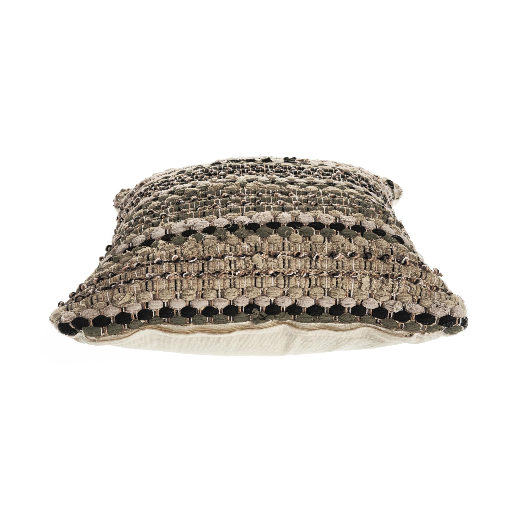 18" Beige And Brown Beach Striped Cotton Blend Throw Pillow Cover - Home & Garden