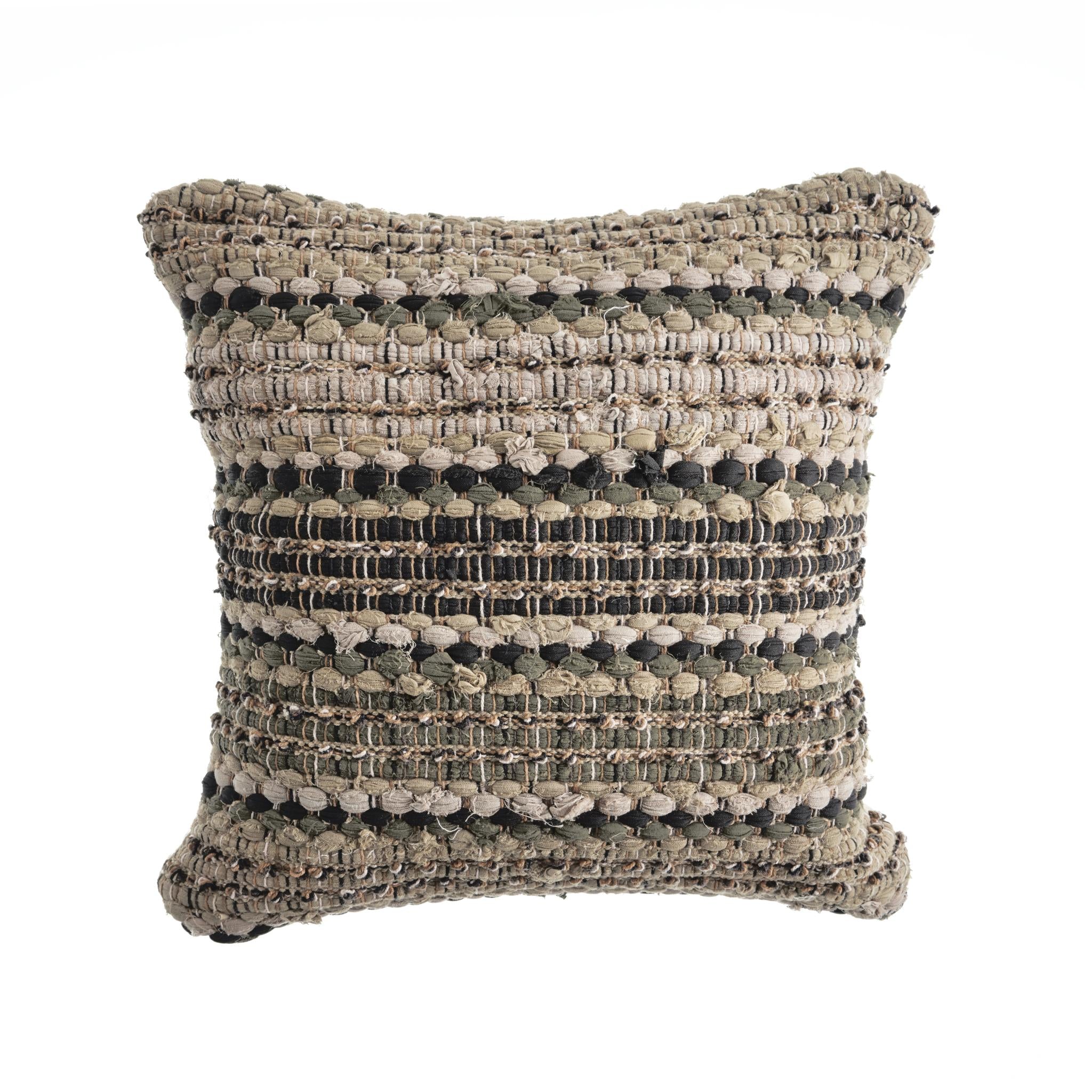 18" Beige And Brown Beach Striped Cotton Blend Throw Pillow Cover - Home & Garden
