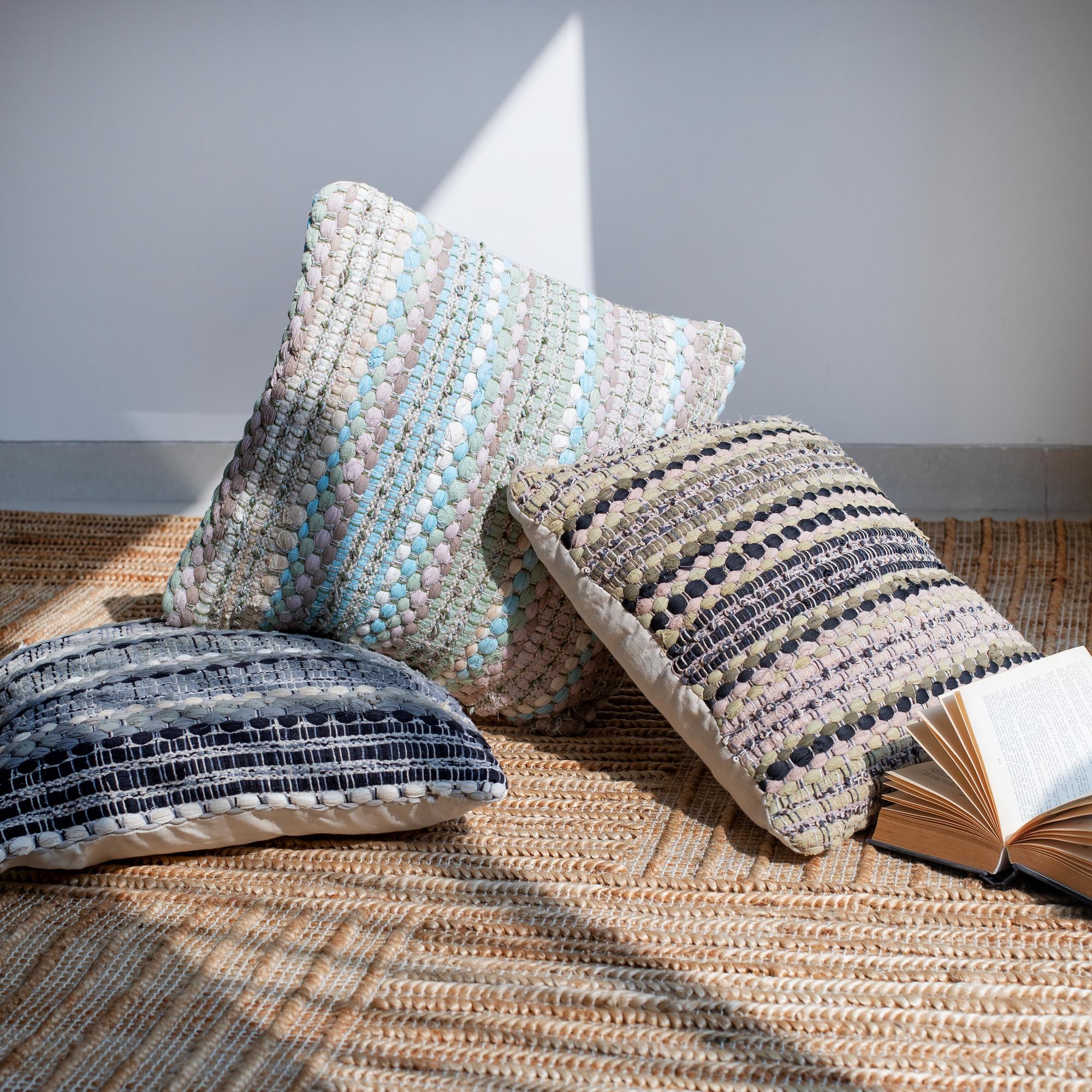 18" Beige And Brown Beach Striped Cotton Blend Throw Pillow Cover - Home & Garden