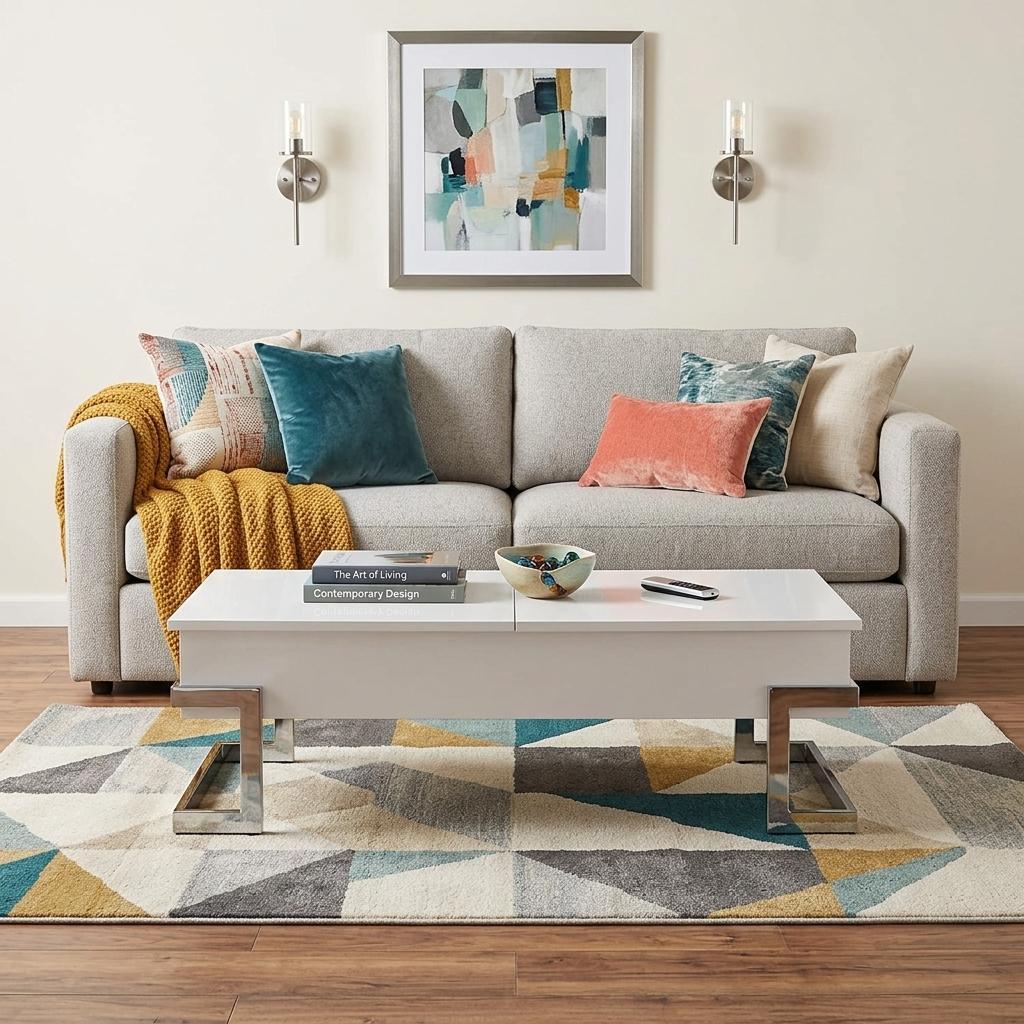 47" White and Silver Wood And Metal Lift Top Sled Coffee Table - Living Room