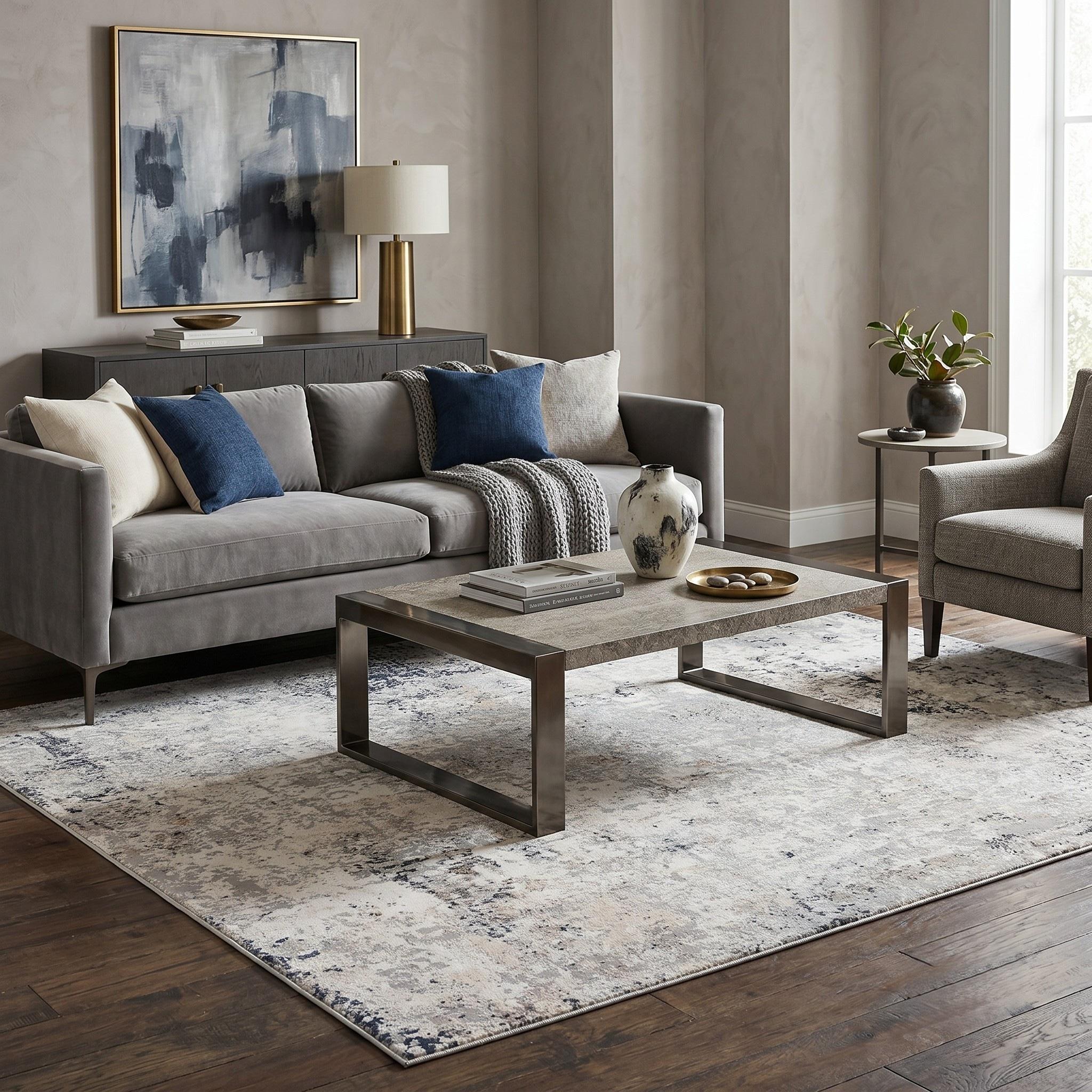 2' X 3' Gray Cream And Taupe Abstract Distressed Stain Resistant Area Rug - Home & Garden