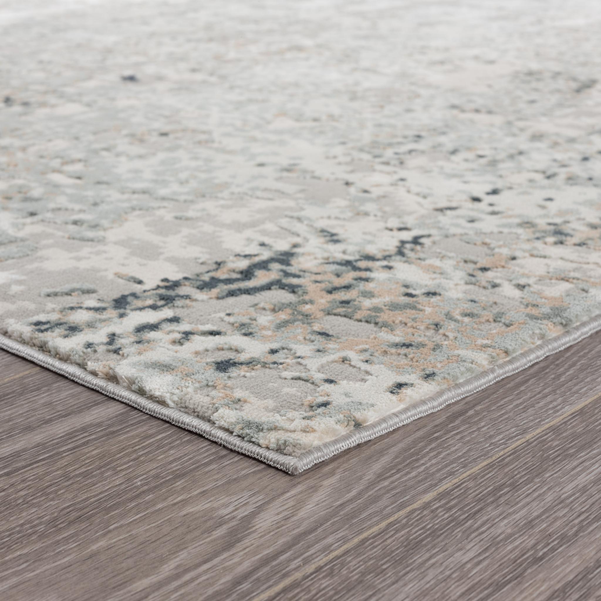 2' X 3' Gray Cream And Taupe Abstract Distressed Stain Resistant Area Rug - Home & Garden