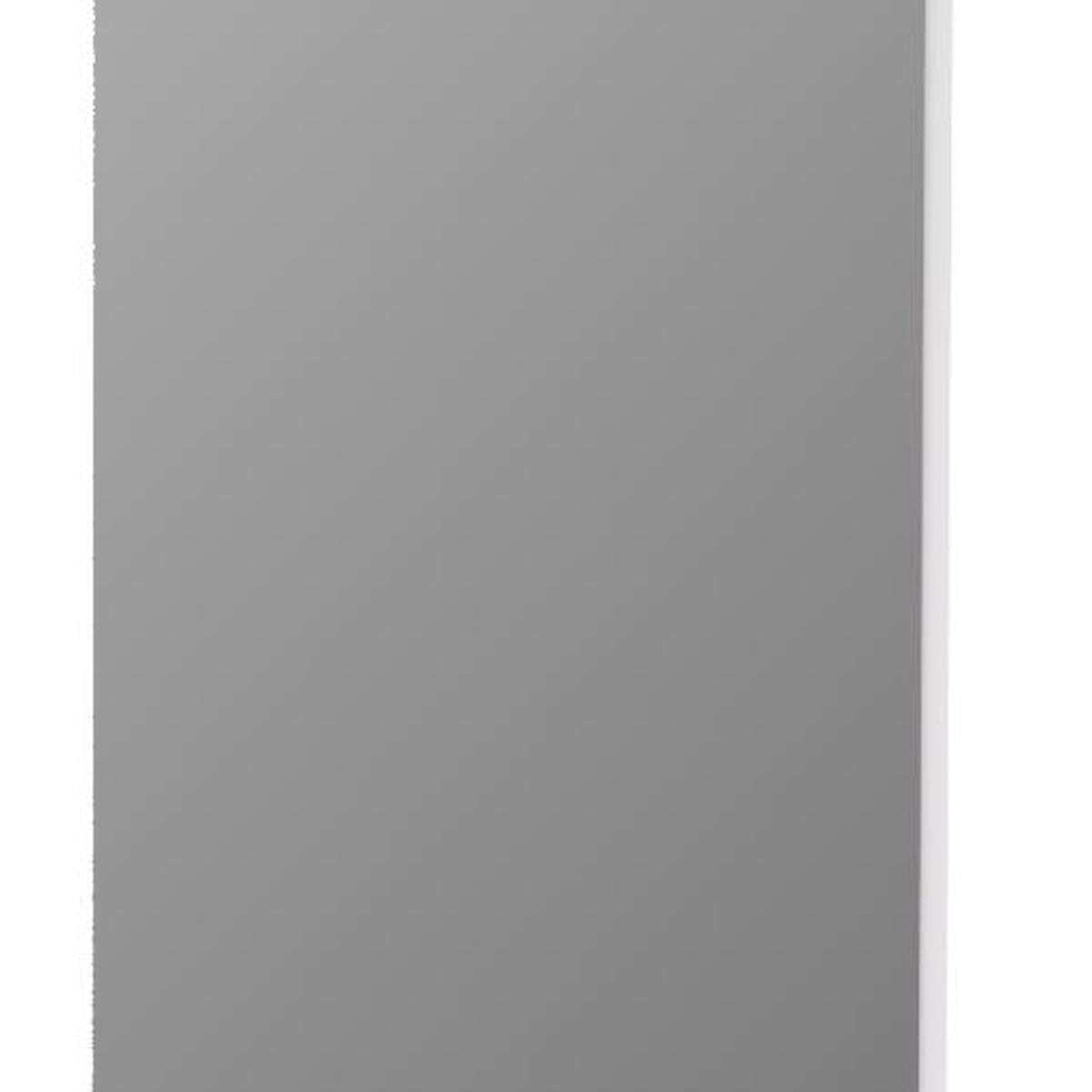 Frameless full-length hanging mirror panel, smooth gray reflective surface