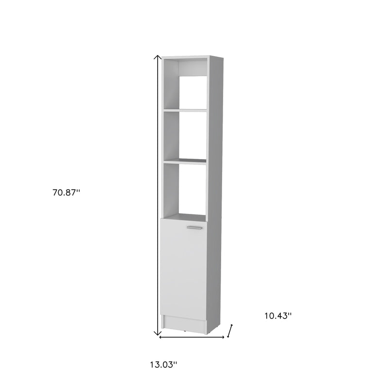 13" White Wood Single Door Linen Cabinet - Office