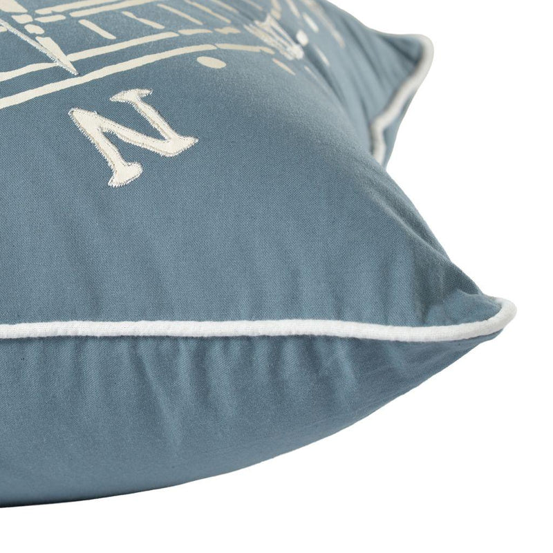18" Navy and White Nautical Compass Throw Pillow - Home Decor