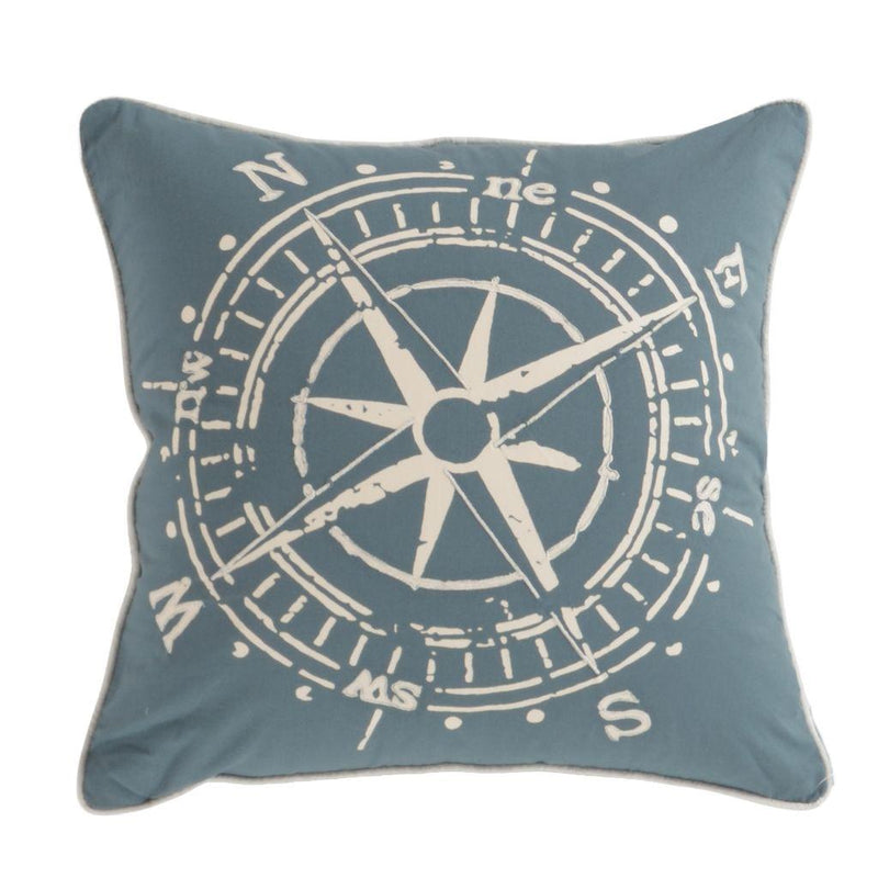 18" Navy and White Nautical Compass Throw Pillow - Home Decor