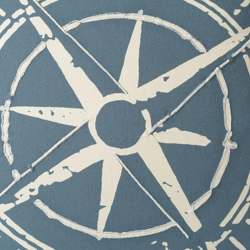18" Navy and White Nautical Compass Throw Pillow - Home Decor
