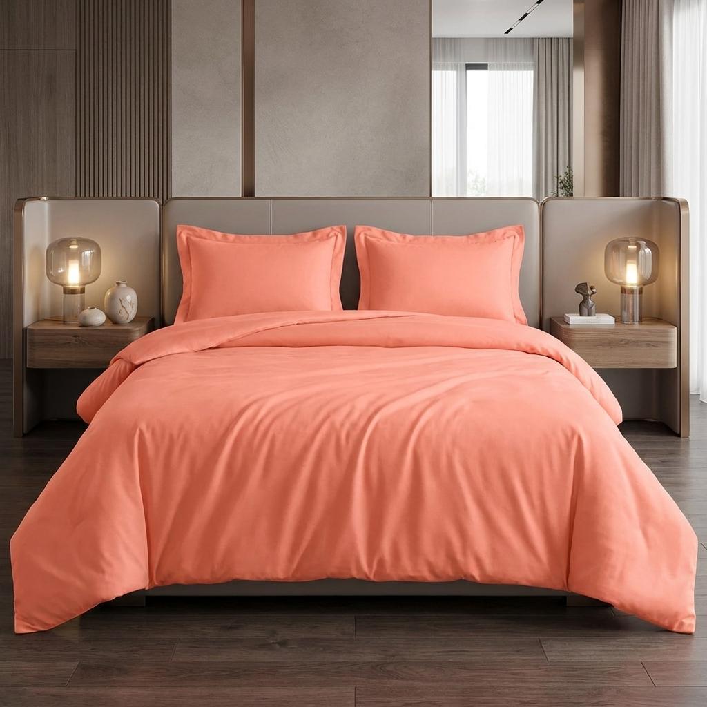 Coral King Cotton Blend 300 Thread Count Washable Duvet Cover Set - Bed & Bath