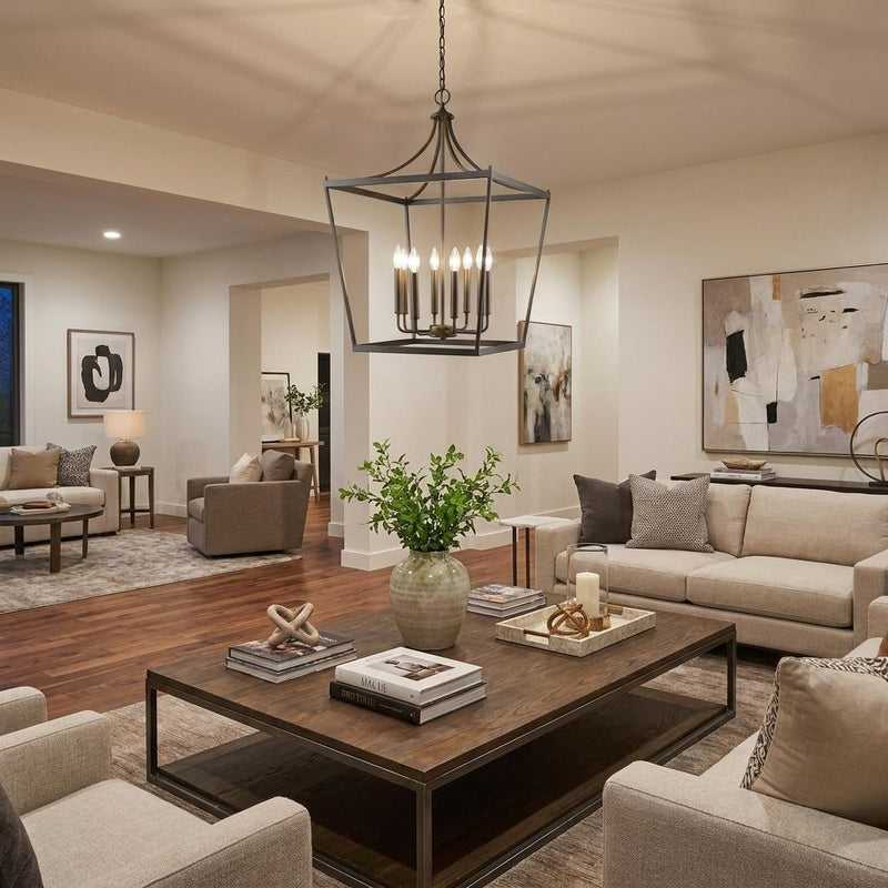 Bronze Metal Eight Light Dimmable Ceiling Light - Lighting