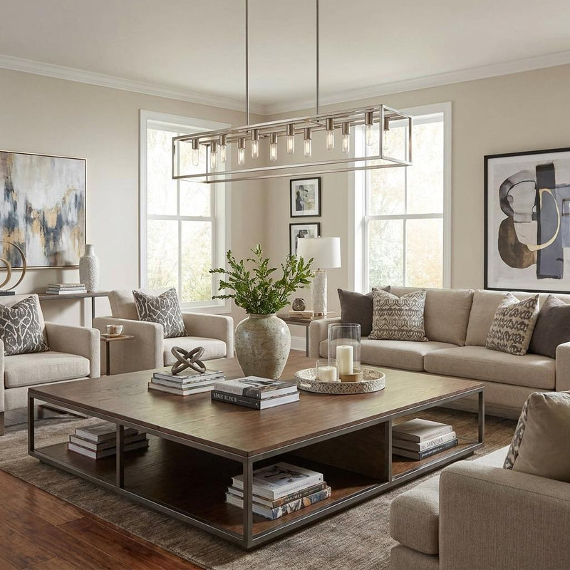 Silver Metal Twelve Light Dimmable Ceiling Light - Lighting
