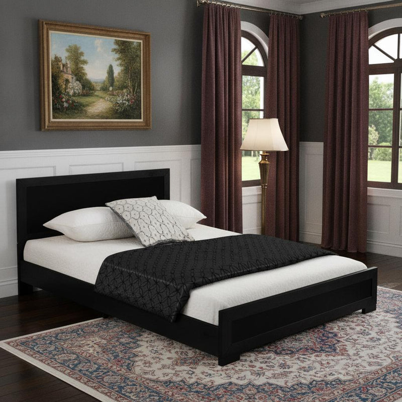 Black Solid and Manufactured Wood King Bed Frame - Bed & Bath