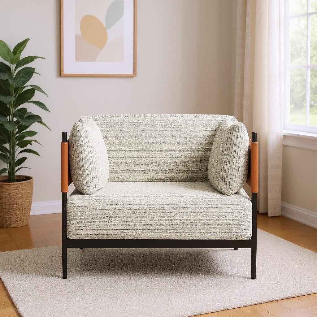 34" Gray Upholstered Arm Chair