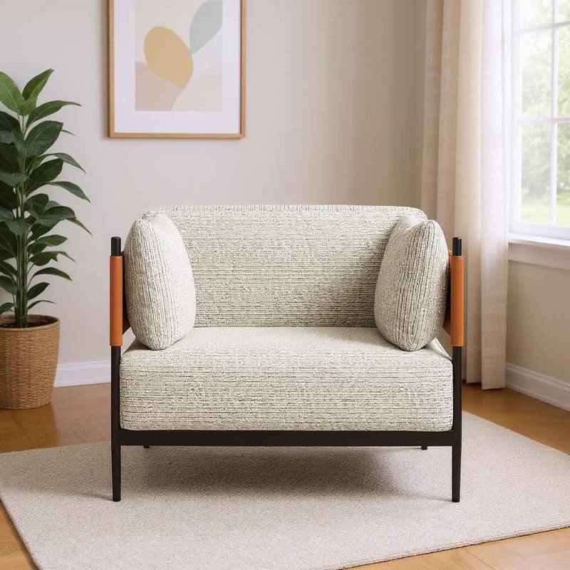 34" Gray Upholstered Arm Chair